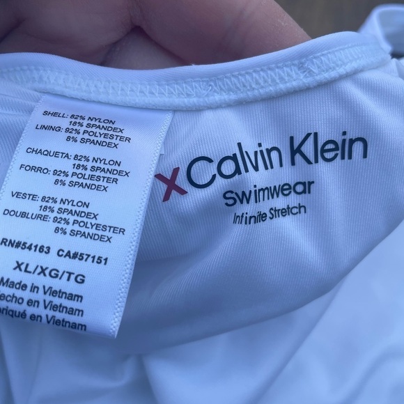 Calvin Klein SOFT WHITE Deep U-Back Logo One-Piece Swimsuit X-Large y2k boho - Picture 9 of 9